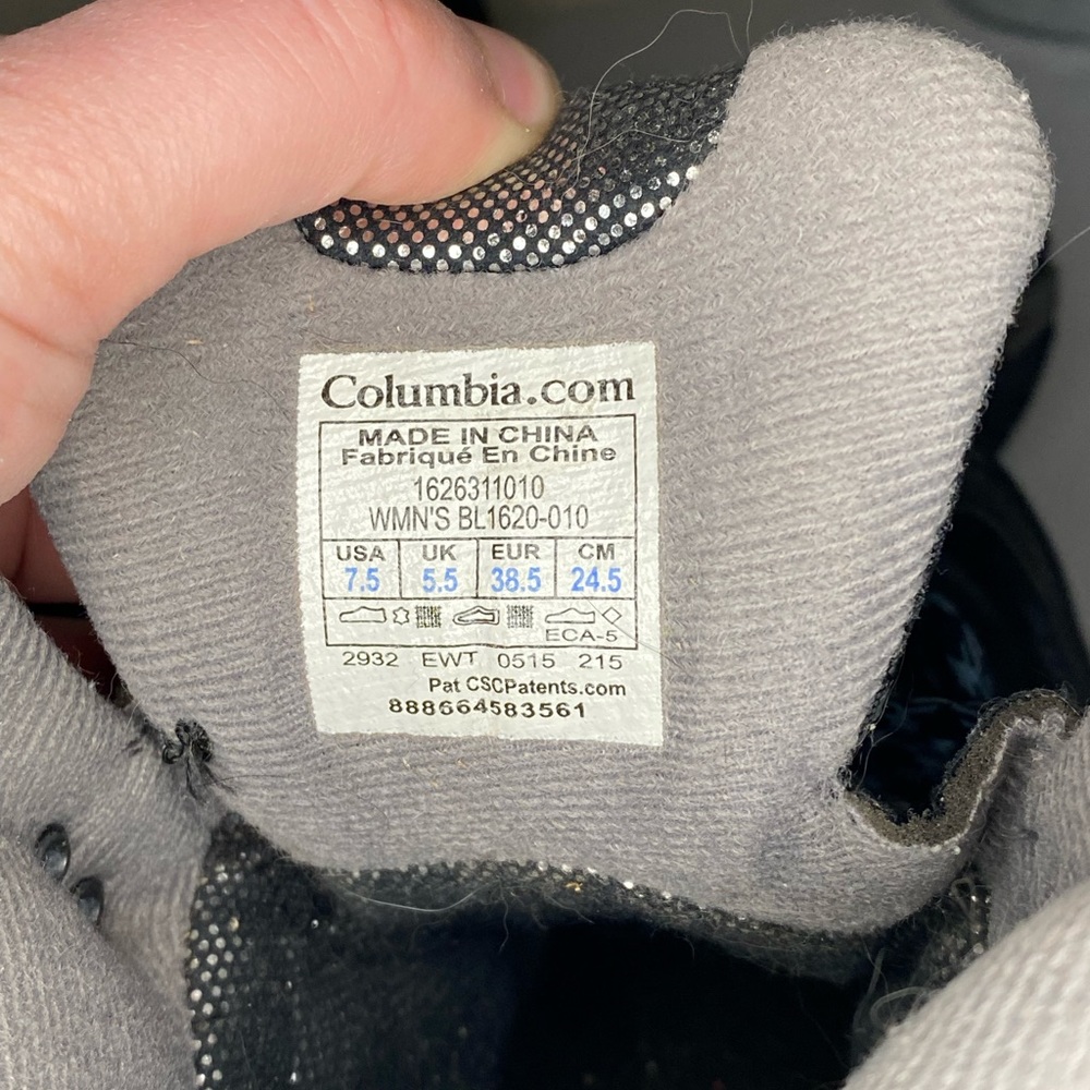 Columbia winter boots sized 7.5 US womens. Barely worn! Black & Grey in color.